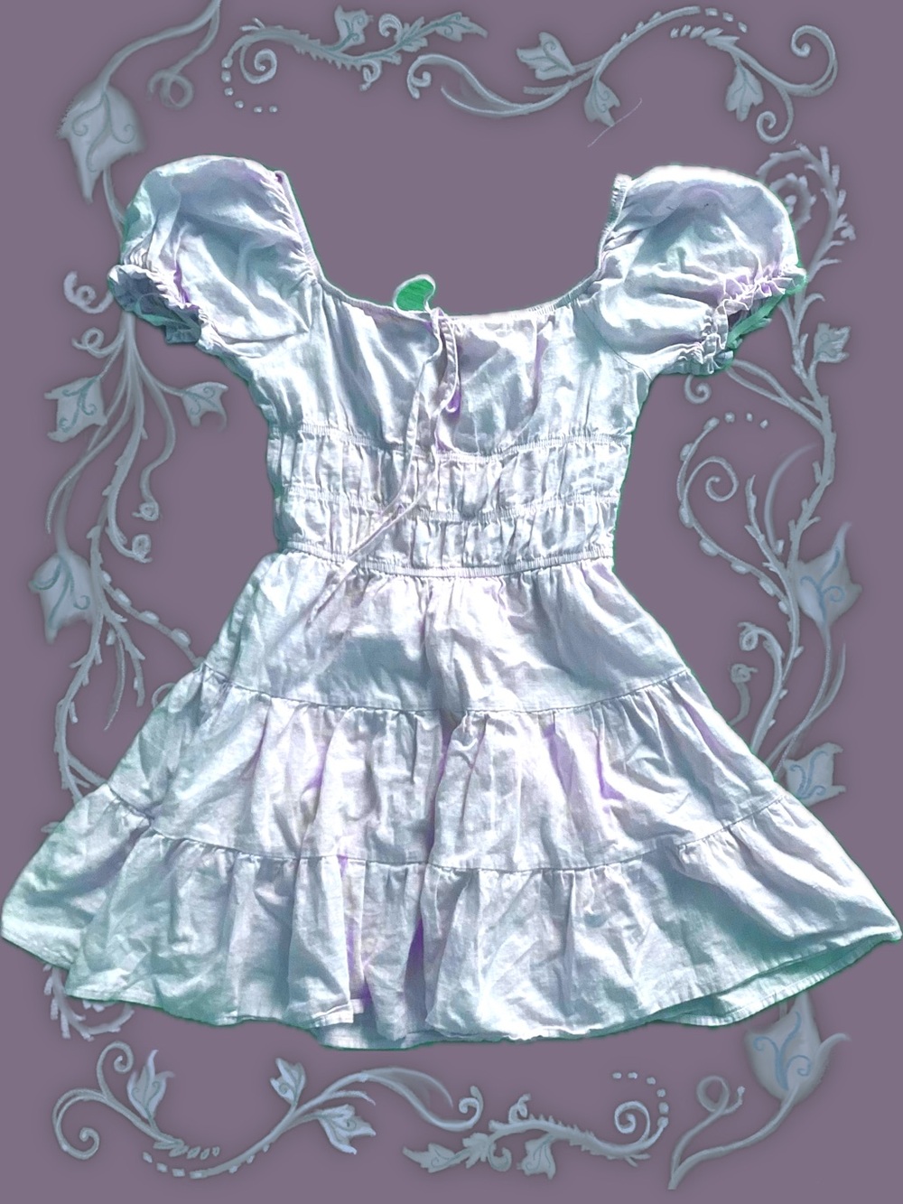 Baby blue Peasant Short Dress with Puff Sleeves
